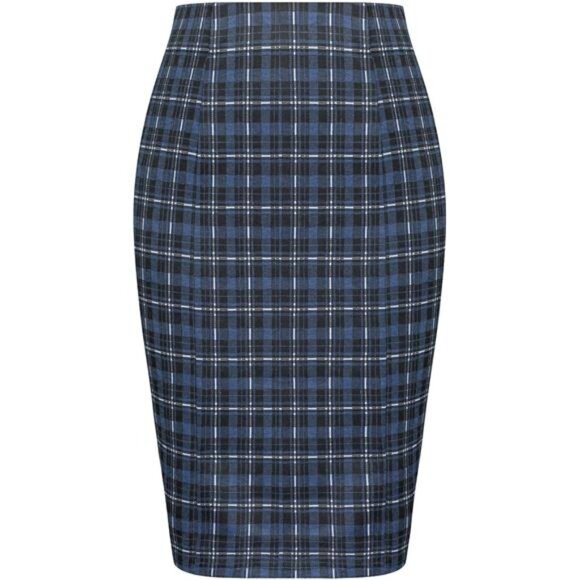 Womens Knee Length Elastic Waist Stretchy Skirt Blue - Picture 1 of 5